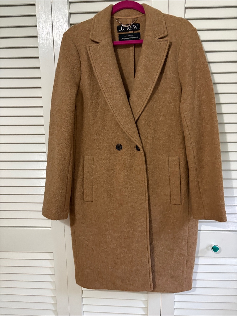 J. Crew Camel Wool-Blend Double-Breasted Coat